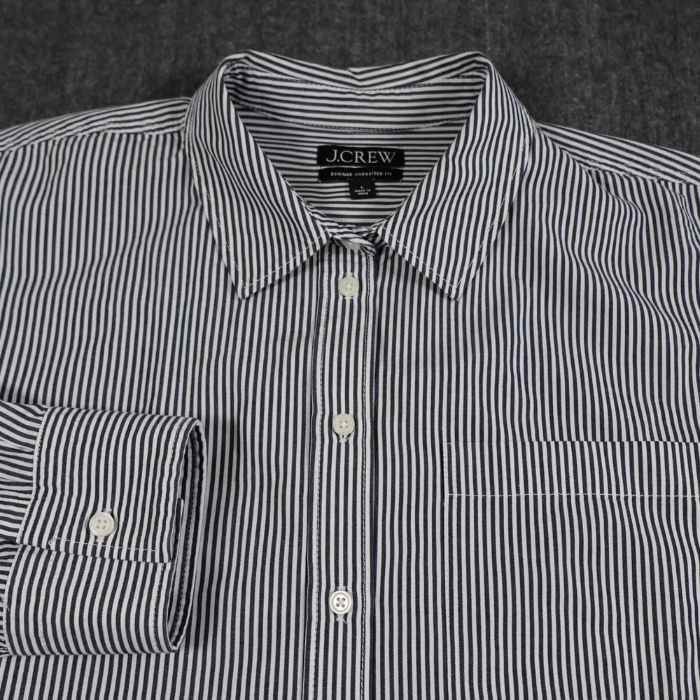 J.Crew Etienne Oversized Fit Striped Cotton Button Down Shirt Mens Large L